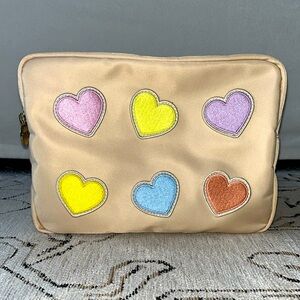Stoney Clover Lane Large Pouch with Heart Patches